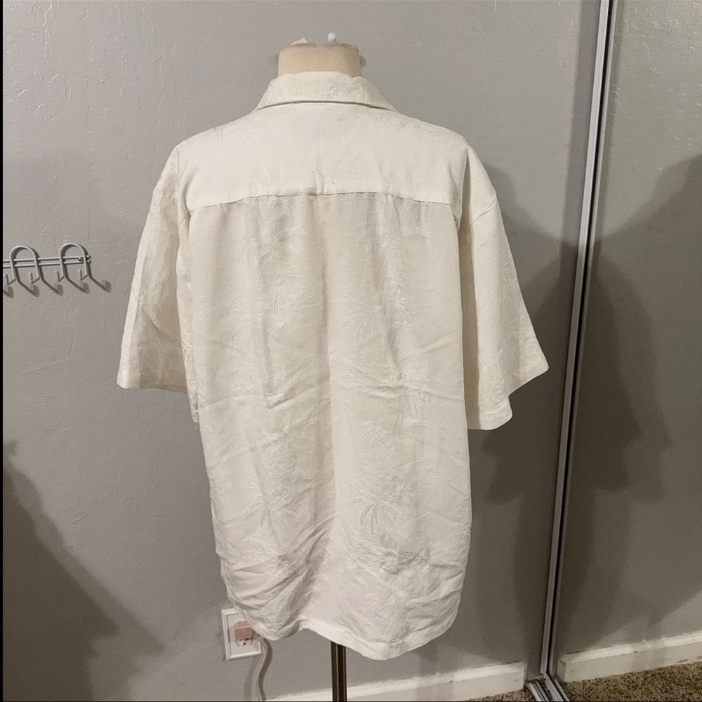 Mens White Button Up with Beach Pattern - Picture 5 of 9
